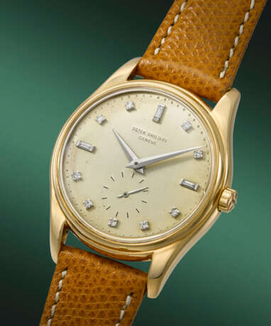 PATEK PHILIPPE. A VERY RARE AND ATTRACTIVE 18K GOLD AND DIAMOND-SET AUTOMATIC WRISTWATCH - Foto 2