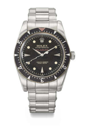 ROLEX. AN EXCEEDINGLY RARE AND IMPORTANT STAINLESS STEEL AUTOMATIC WRISTWATCH WITH BLACK HONEYCOMB DIAL AND BRACELET - Foto 1