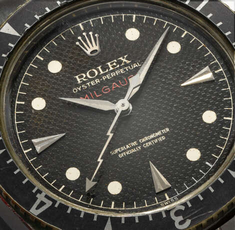 ROLEX. AN EXCEEDINGLY RARE AND IMPORTANT STAINLESS STEEL AUTOMATIC WRISTWATCH WITH BLACK HONEYCOMB DIAL AND BRACELET - photo 3