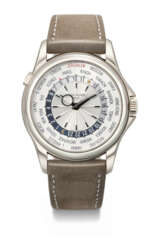 PATEK PHILIPPE. AN EXTREMELY RARE AND COVETED 18K WHITE GOLD AUTOMATIC WORLD TIME WRISTWATCH