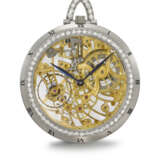 AUDEMARS PIGUET. A RARE AND HIGHLY ATTRACTIVE 18K WHITE GOLD AND DIAMOND-SET SKELTONIZED KEYLESS LEVER DRESS WATCH - Foto 1