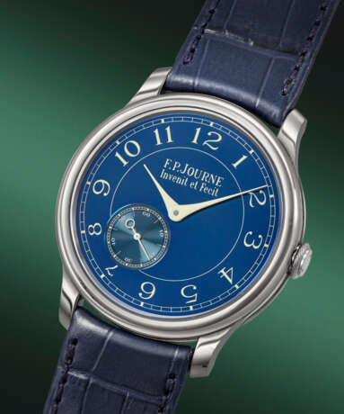 F.P. JOURNE. A RARE AND ATTRACTIVE TANTALUM WRISTWATCH WITH CHROME BLUE DIAL - photo 2