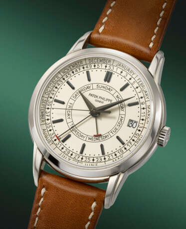 PATEK PHILIPPE. A RARE AND ELEGANT STAINLESS STEEL AUTOMATIC WEEKLY CALENDAR WRISTWATCH - photo 2