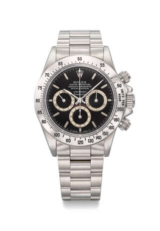 ROLEX. A VERY RARE STAINLESS STEEL CHRONOGRAPH WRISTWATCH WITH `FLOATING` COSMOGRAPH DIAL AND BRACELET - фото 1