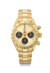 ROLEX. AN EXCESSIVELY RARE AND IMPORTANT 18K GOLD CHRONOGRAPH WRISTWATCH WITH BRACELET, MADE FOR THE SULTANATE OF OMAN