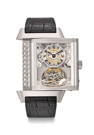 JAEGER-LECOULTRE. A VERY RARE AND IMPRESSIVE PLATINUM LIMITED EDITION SEMI-SKELETONIZED SPHERICAL TOURBILLON WRISTWATCH WITH 24 HOUR DISPLAY AND POWER RESERVE - Foto 1