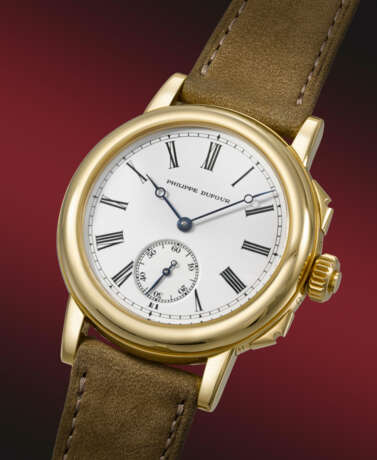 PHILIPPE DUFOUR. AN EXCEEDINGLY FINE, HISTORICALLY IMPORTANT AND UNIQUE 18K YELLOW GOLD MINUTE REPEATING GRANDE AND PETITE SONNERIE STRIKING WRISTWATCH WITH ENAMEL DIAL - photo 2