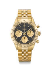 ROLEX. AN EXTREMELY RARE AND SOUGHT-AFTER 18K GOLD CHRONOGRAPH WRISTWATCH WITH BRACELET