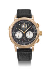 A. LANGE &amp; SOHNE. A RARE AND HIGHLY ATTRACTIVE 18K PINK GOLD FLYBACK CHRONOGRAPH WRISTWATCH WITH OVERSIZED DATE