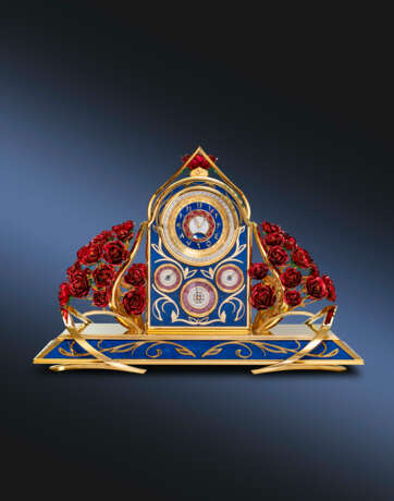 SOVEL. A UNIQUE AND MAGNIFICENT SILVER-GILT, LAPIS LAZULI, WHITE AGATE, ENAMEL AND RUBY-SET MONTH-GOING WORLD TIME CLOCK WITH TOURBILLON, HOUR AND HALF-HOUR STRIKING, THERMOMETER, BAROMETER, HYGROMETER, MOON PHASES AND MOON PHASE SETTING INDICATION - фото 2