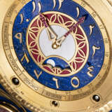 SOVEL. A UNIQUE AND MAGNIFICENT SILVER-GILT, LAPIS LAZULI, WHITE AGATE, ENAMEL AND RUBY-SET MONTH-GOING WORLD TIME CLOCK WITH TOURBILLON, HOUR AND HALF-HOUR STRIKING, THERMOMETER, BAROMETER, HYGROMETER, MOON PHASES AND MOON PHASE SETTING INDICATION - фото 4