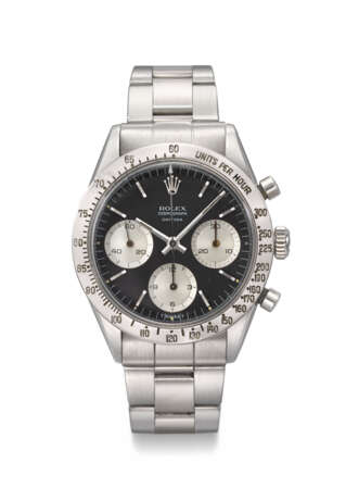 ROLEX. A VERY RARE STAINLESS STEEL CHRONOGRAPH WRISTWATCH WITH SMALL `FLOATING DAYTONA` DIAL AND BRACELET - photo 1