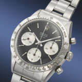 ROLEX. A VERY RARE STAINLESS STEEL CHRONOGRAPH WRISTWATCH WITH SMALL `FLOATING DAYTONA` DIAL AND BRACELET - Foto 2