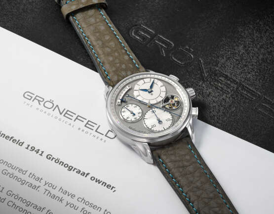 GR&#214;NEFELD. AN EXCEEDINGLY FINE TANTALUM LIMITED EDITION CHRONOGRAPH WRISTWATCH WITH REGISTER, POWER RESERVE AND VISIBLE CENTRIFUGAL GOVERNOR FOR `SOFT RESET` - Foto 3