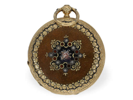 Taschenuhr: exquisite Gold/Emaille-Damensavonette… - photo 2