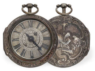 Taschenuhr: frühe Repoussé-Sackuhr mit Alarm, verm…