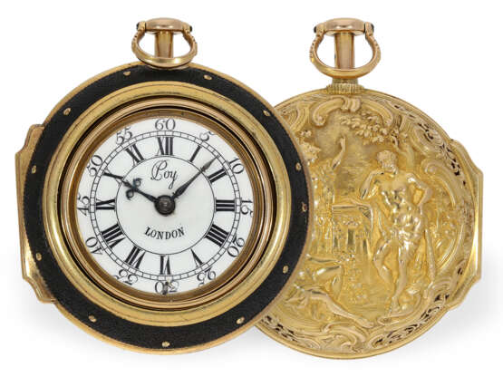 Taschenuhr: museale, frühe goldene Zylinderuhr mit… - фото 1