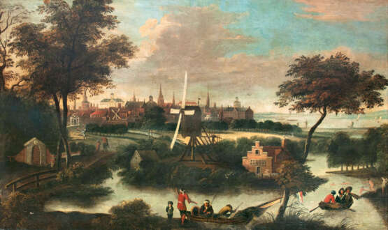 Panorama von Amsterdam. Niederländischer Meister - Foto 1