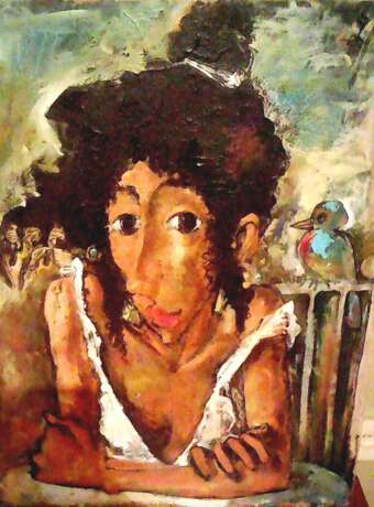 “The girl with the bird.” Canvas Oil paint 398 2008 - photo 1