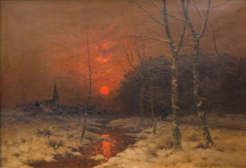 Зимний пейзаж с закатом. Johann Jung Крови 