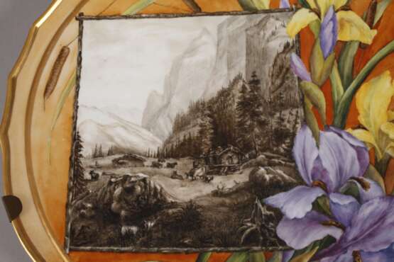 Meissen Wandteller Alpenlandschaft mit Irismotiv - photo 2