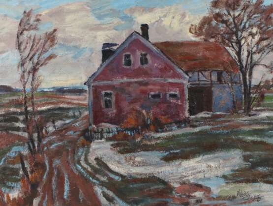 Fredo Bley, "Rotes Bauernhaus im Winter" - Foto 1