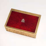 Bedeutende vergoldete Silber-Schatulle mit Transluzidemaille und Monogramm Elizabeth II.. Adrian Gerald Sallis Benney - Foto 1