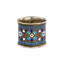 Русское, серебряное кольцо для салфетки, перегородчатой эмали.