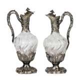 Винная пара стеклянных кувшинов в серебре, в стиле Людовика XV. Франция конец 19 века. - фото 1