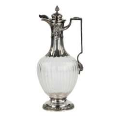 Андре Аукок. Статный и благородный винный кувшин рифленого стекла в серебре эпохи Наполеона III.