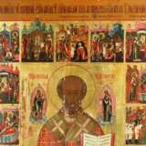 Икона Святителя Николая с житием на кипарисовой доске, второй половины 19 века. - фото 3