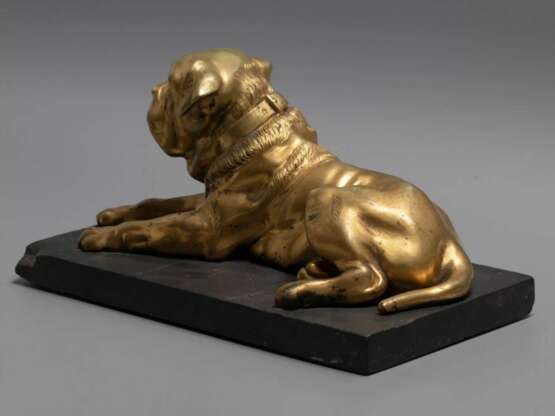Фигура - Собака английский мастиф, бронзовая на каменной подставке. 19 век. - фото 3