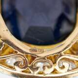 Золотое, с платиной кольцо с сапфиром и бриллиантами. - photo 8