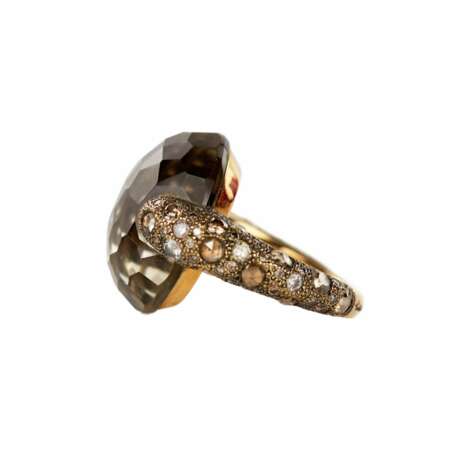 Коктейльное золотое кольцо 18 К, Pomellato Tango Smoky Quartz Diamond. - photo 4