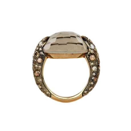 Коктейльное золотое кольцо 18 К, Pomellato Tango Smoky Quartz Diamond. - photo 5