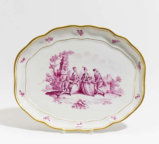 Ovale Platte mit Watteauszene - Foto 1
