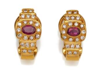 Paar Rubin-Diamant-Ohrclips