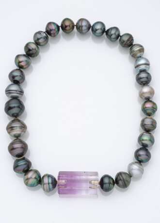 Tahitiperlenkette mit Amethystschließe - фото 2