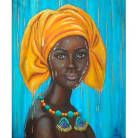 Интерьерная картина портрет африканка Canvas on the subframe Oil paint портрет маслом современный реализм Москва 2023 - photo 1