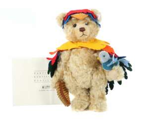 Teddy-Bär Steiff, Papageno Bär, blond, buntes Voge…