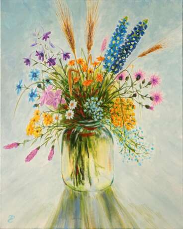 “Bouquet of wildflowers 50*40” Canvas Acrylic paint Realist Still life 2019 - photo 1