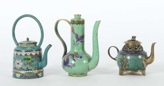 3 Cloisonné-Kannen China, 19./20.Jh., Metall email… - photo 2