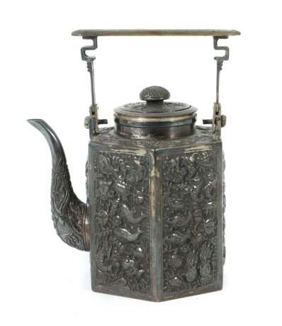 Teekanne China, Anfang 20. Jh., Silber, sechseckig… - photo 1