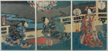 Drei Bijinga Japan, Farbholzschnitte (Ukiyo-e), au…