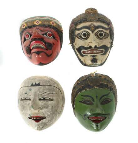Vier Wayang Topeng Masken Java/Indonesien, Holz/fa… - photo 1