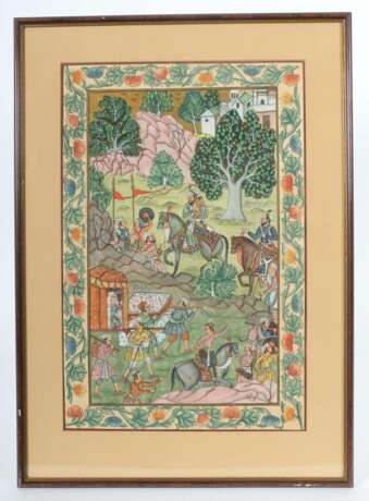 Indische Stoffmalerei 20. Jh., polychrome Darstell… - photo 2