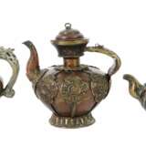 3 Teekannen Tibet, Kupfer/Messing u. a., je bauchi… - Foto 1