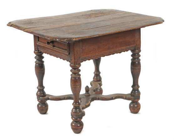 Barock-Tisch mit Schublade 18. Jh., Eiche, gedrech… - Foto 1