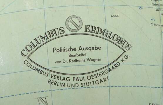 Großer Standglobus Columbus Verlag Paul Oestergaar… - photo 3