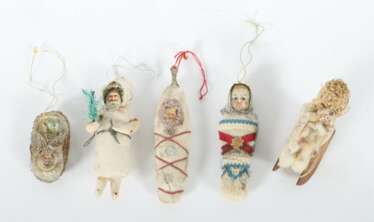 Christbaumschmuck 5 Teile Watteschmuck, 1. H. 20.…